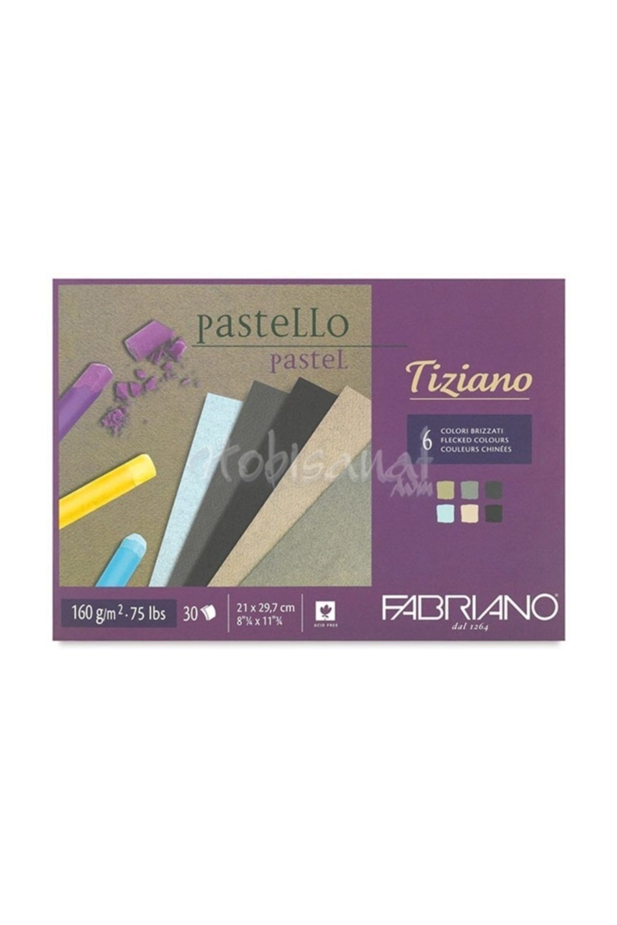 Fabriano Tiziano Pastel Blok 6 Brizzati Colours 160g 30 Sayfa A3