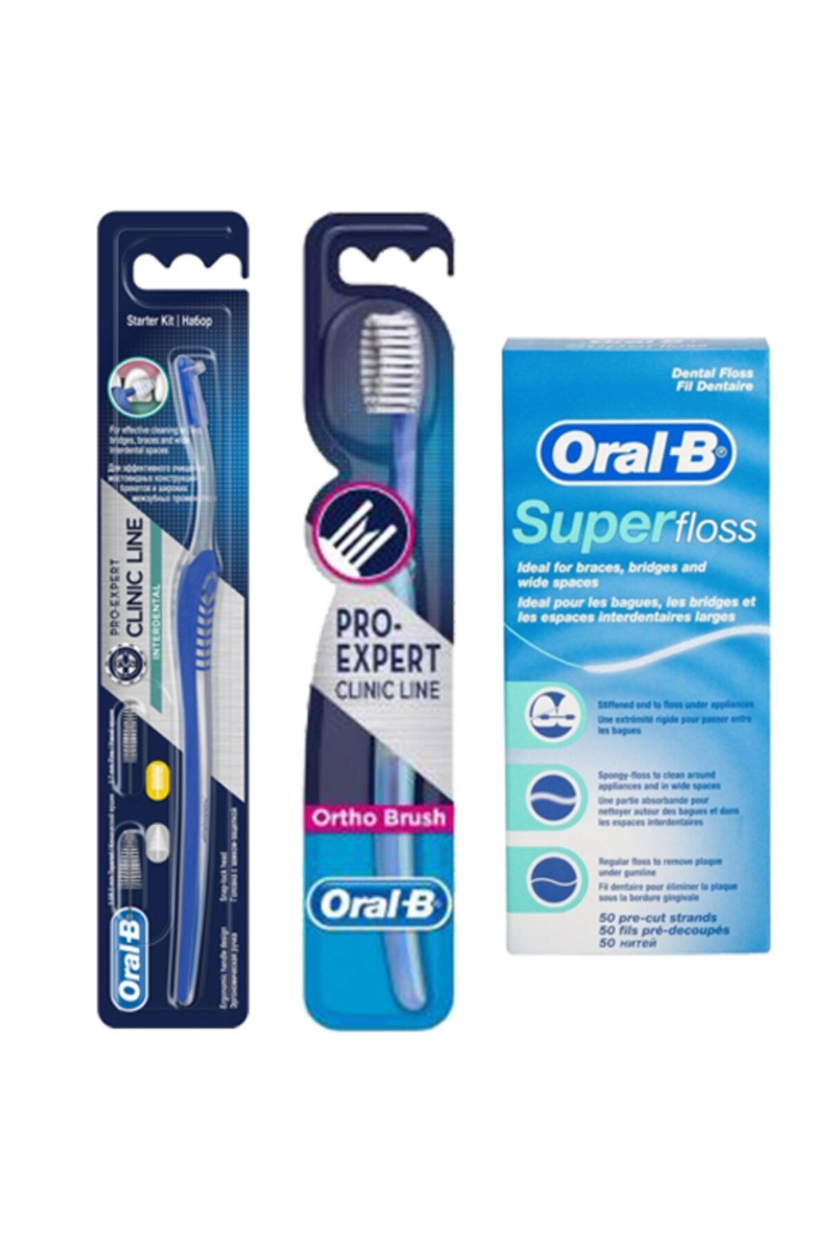 Oral-B Arayüz Diş Fırçası + Ortodontik Diş Fırçası 35 Soft  + Super Floss Diş Ipi 50 Adet