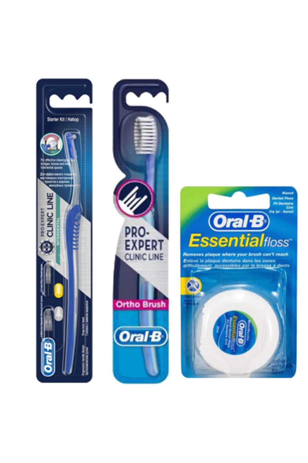 Oral-B Arayüz Diş Fırçası + Ortodontik Diş Fırçası 35 Soft  + Essential Floss Diş Ipi 50 M