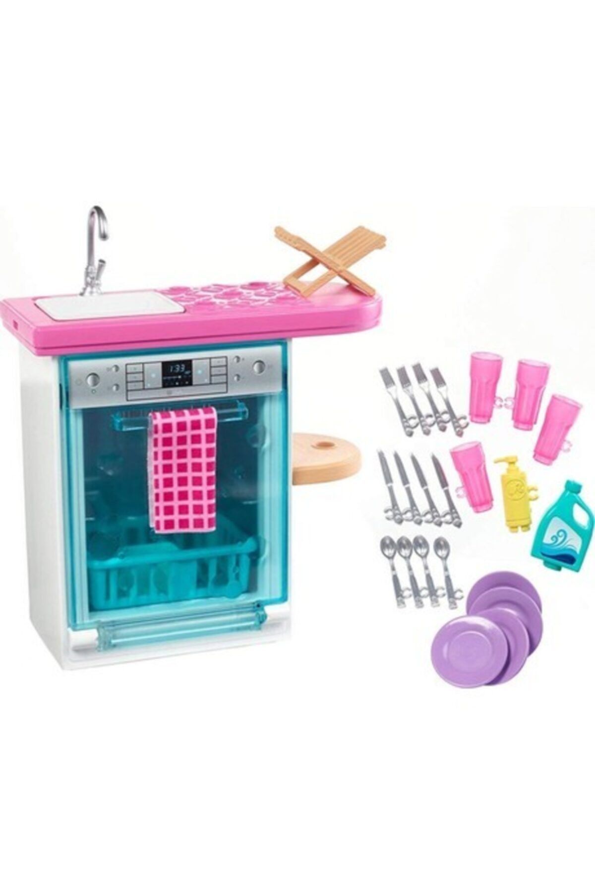 Barbie Nin Ev Içi Dekorasyon Aksesuarları Bebek Bulaşık Makinesi