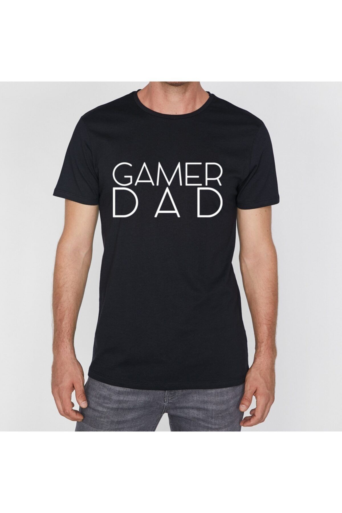 Alya Gamer Dad Baskılı Siyah Bisiklet Yaka Erkek T-shirt