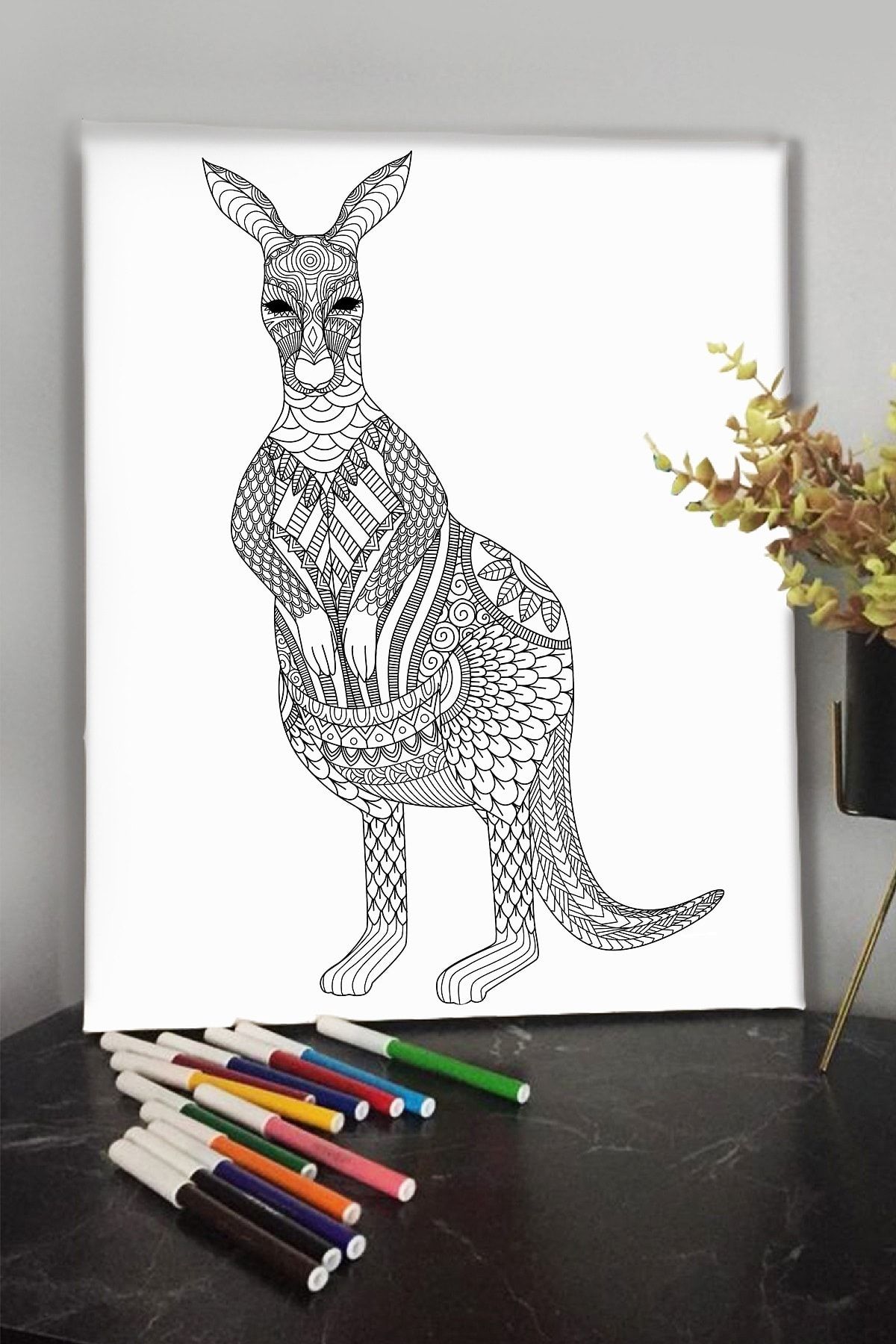 KanvasSepeti Kanguru 40x30cm Çocuklar Için Özel Boyanabilir Tablo Mandala Tablo Kalem Hediyesi Yoktur.