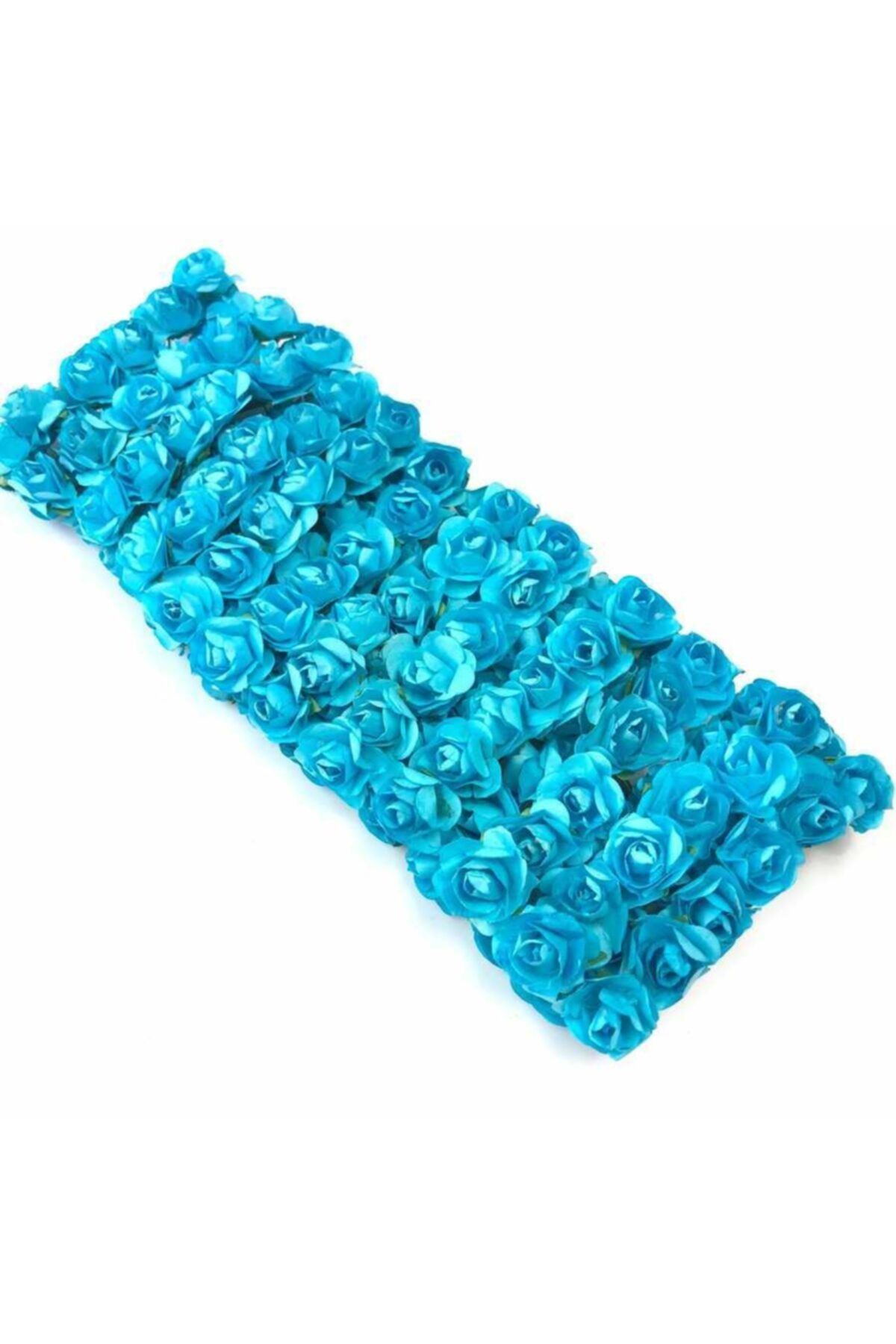 Deniz Party Store Kağıt Çiçek Kağıt Gül 144 Lü Paket Küçük Boy Mavi Renk Kına Nikah Nişan Hediyelik Süsleme Malzemesi