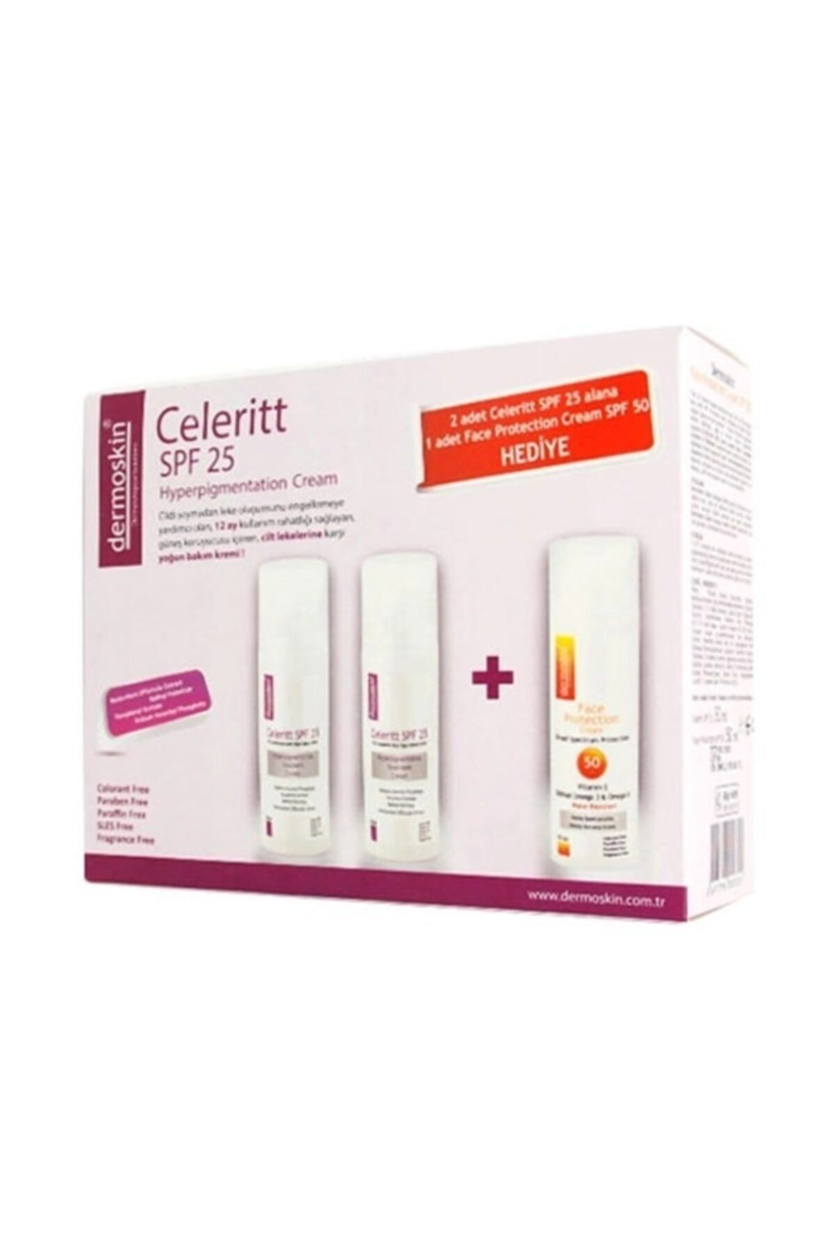 Dermoskin Celeritt Spf25 2 X 30ml - Face Protection Spf50 Cream 50 Ml Hediye