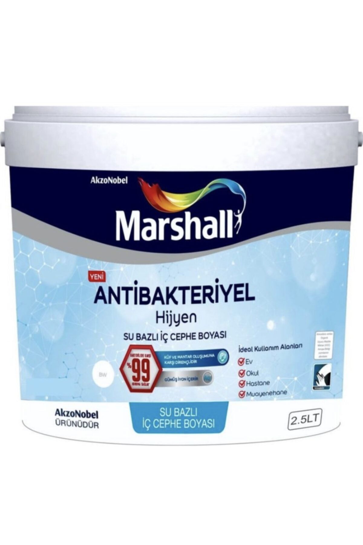 Marshall Hijyen Antibakteriyel Boya 2.5lt Deniz Kabuğu ( Makinada Renklendirilir)