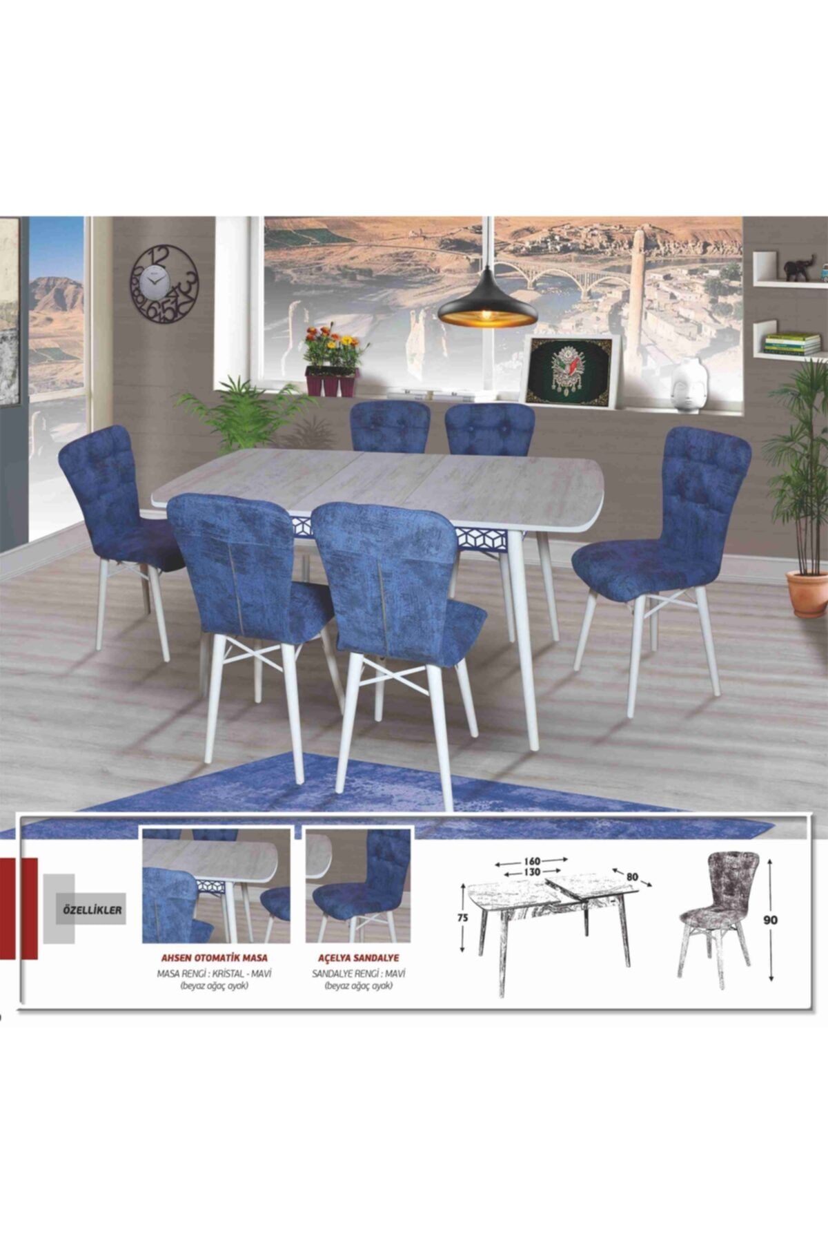 Kaykolsan Home Mutfak Masa Takımı 6 Sandalye 1 Masa Ağaç Ayak Estetik Görünüm E-1005