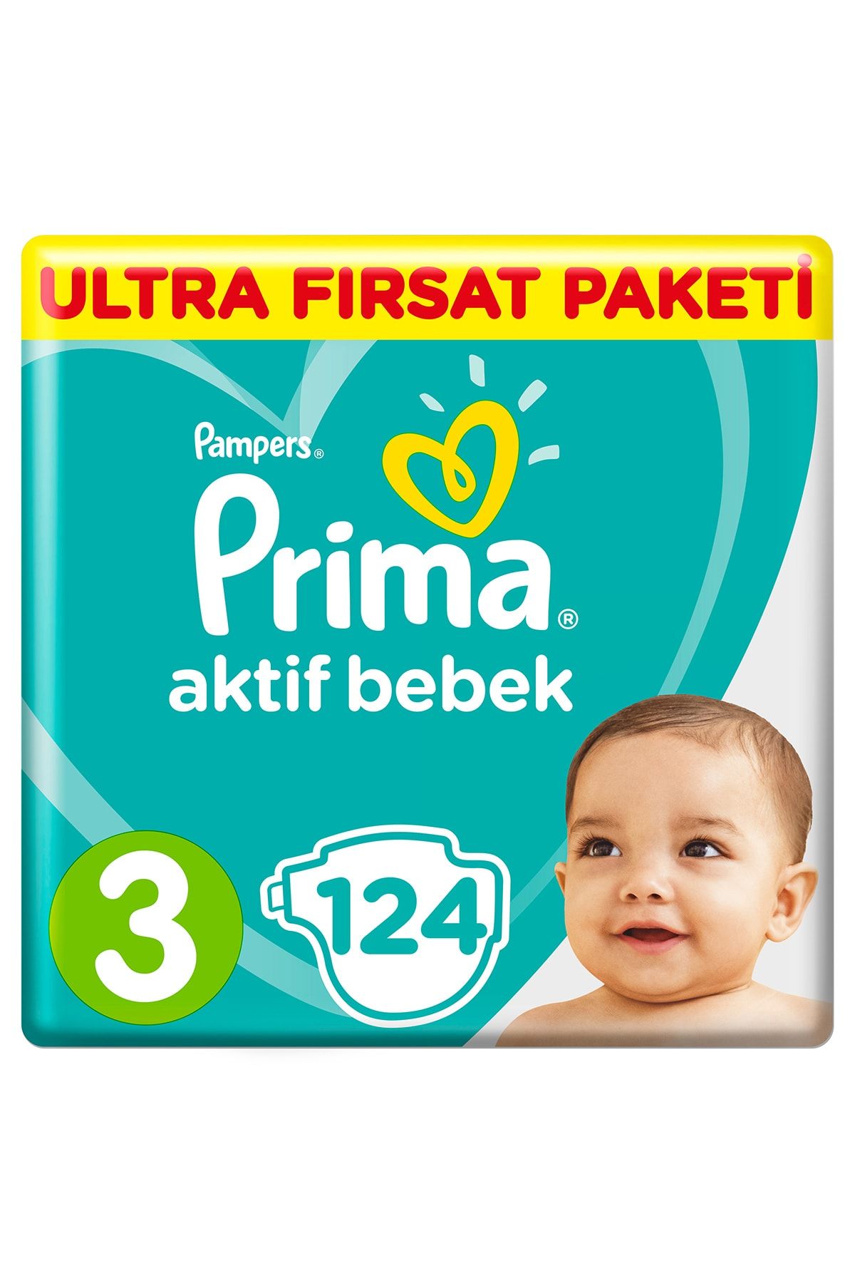 Prima Bebek Bezi Aktif Bebek 3 Beden 124 Adet Midi Ultra Fırsat Paketi