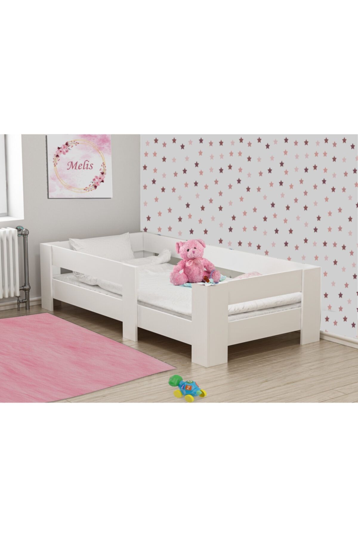 GZCDİZAYN Çocuk Odası Beyaz Montessori Tek Kişilik Karyola 90x190 Yatak Uyumlu