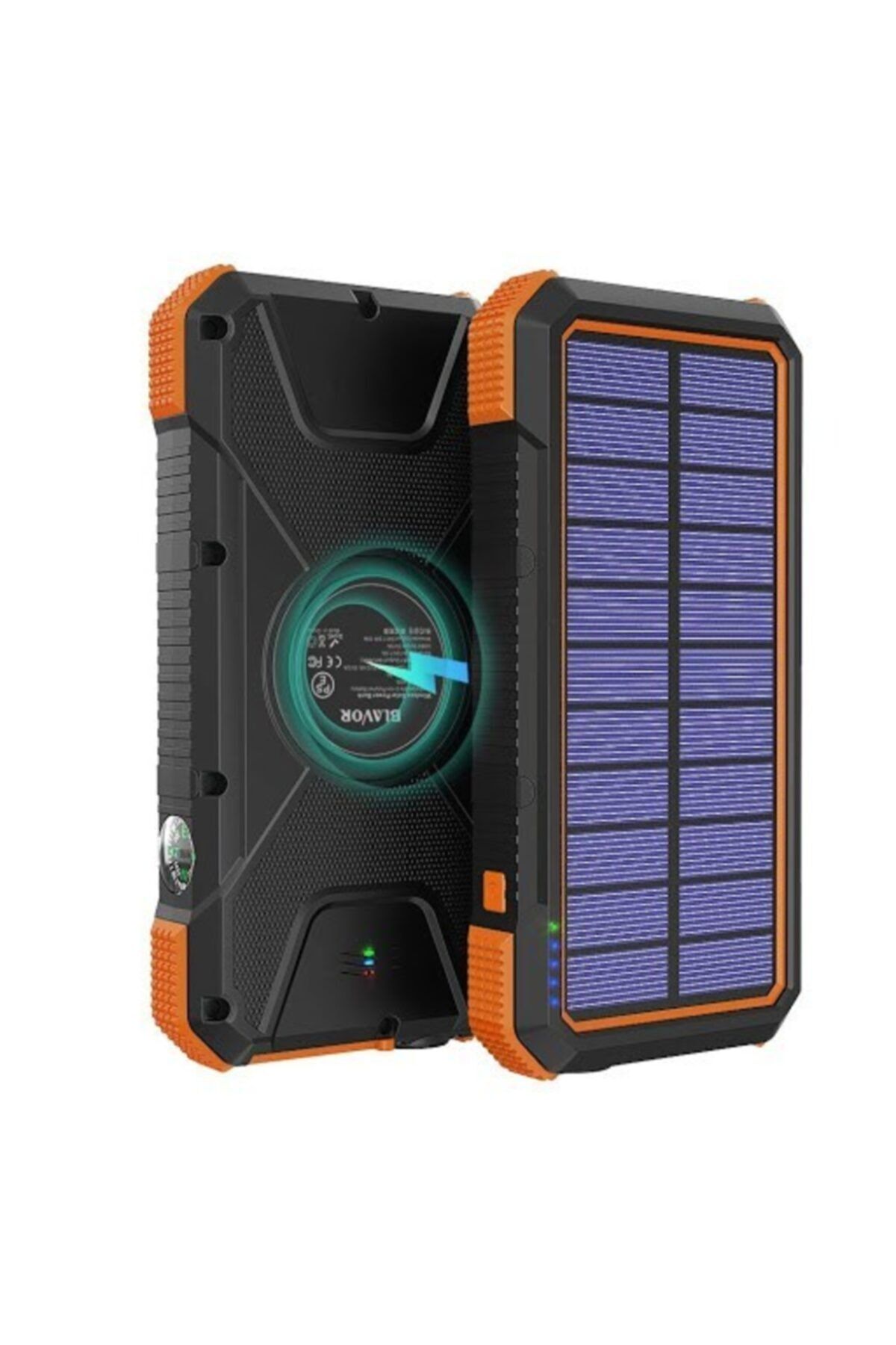 BLAUER Blavor Solar Charger Power Bank 18w, Qc 3.0 Portable Wireless Charger 10w/7.5w/5w With 4 Outputs