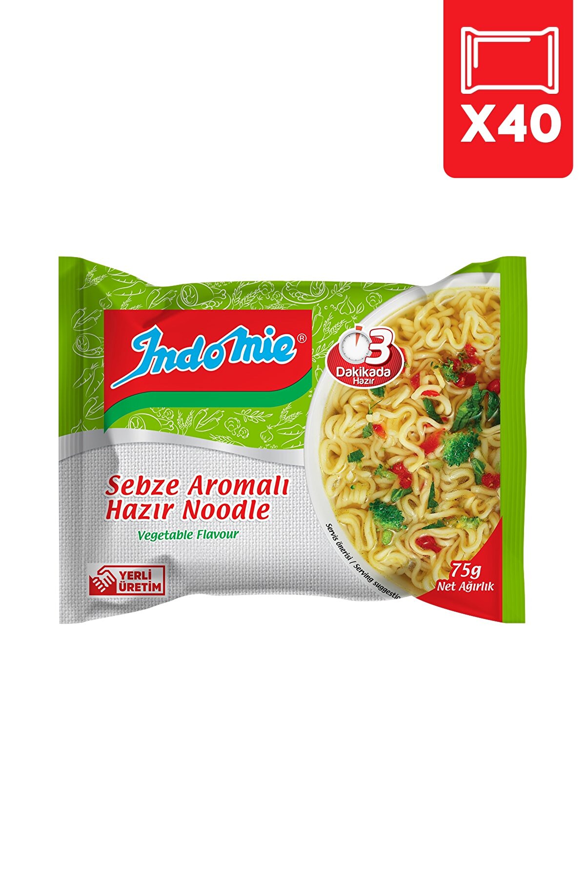 Indomie Indomie 40'lı Sebze Aromalı Hazır Noodle Paket
