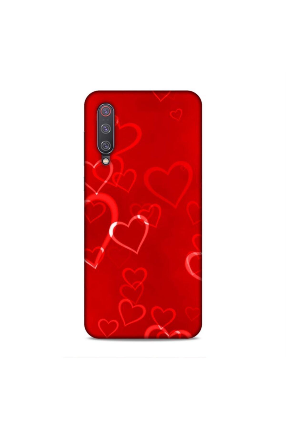 Pickcase Xiaomi Mi 9 Kılıf Desenli Arka Kapak Kırmızı Kalpler