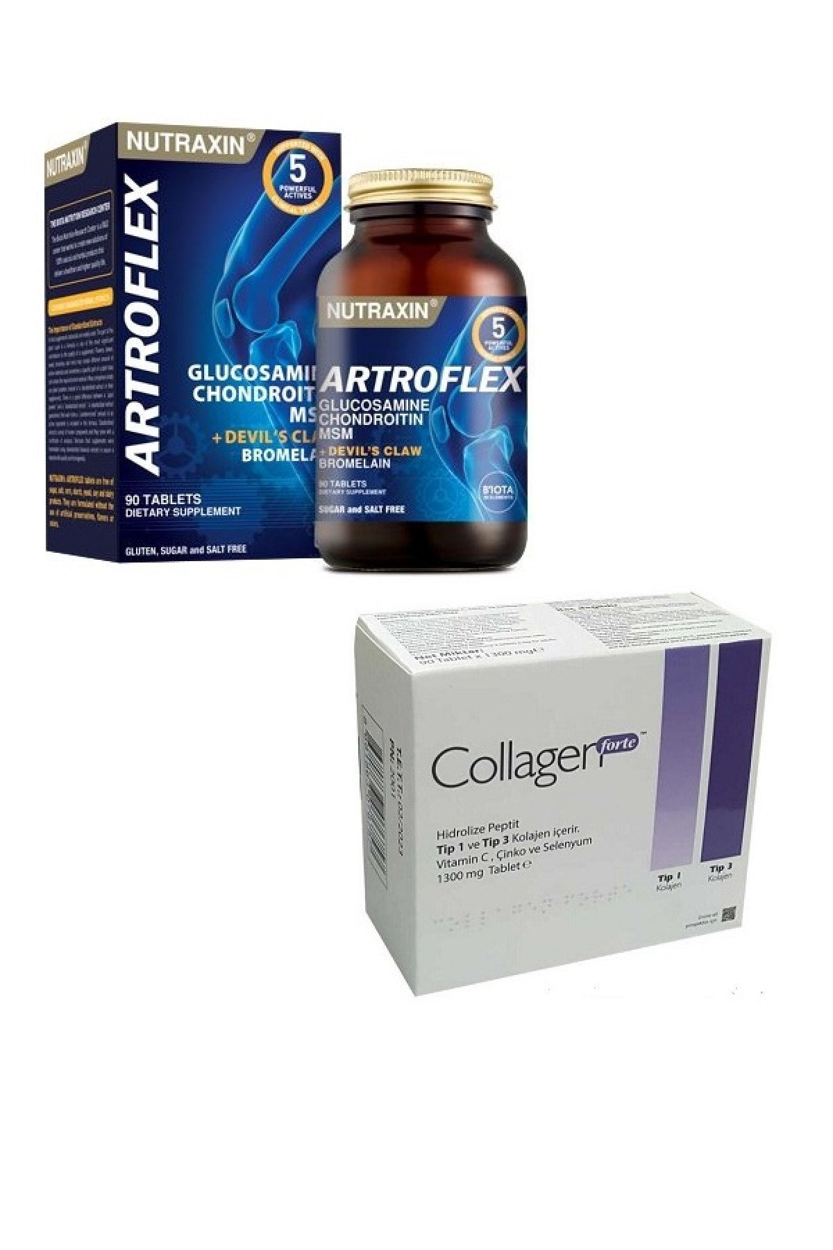 Collagen Forte Tip 1 ve Tip 3 Içeren Kolajen 90 Tablet Nutraxın Eklem Ağrısı için 90 Tablet