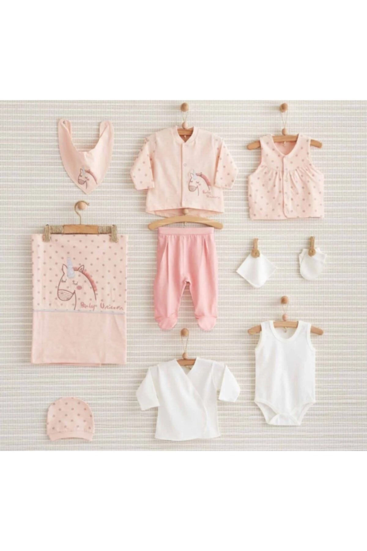 Bebbek Kız Bebek Pembe Unicorn Set 10'lu