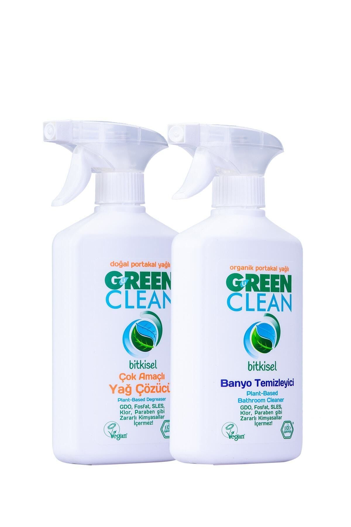 Green Clean Bitkisel Yağ Çözücü 500 ml Ve Banyo Temizleyici 500 ml Set