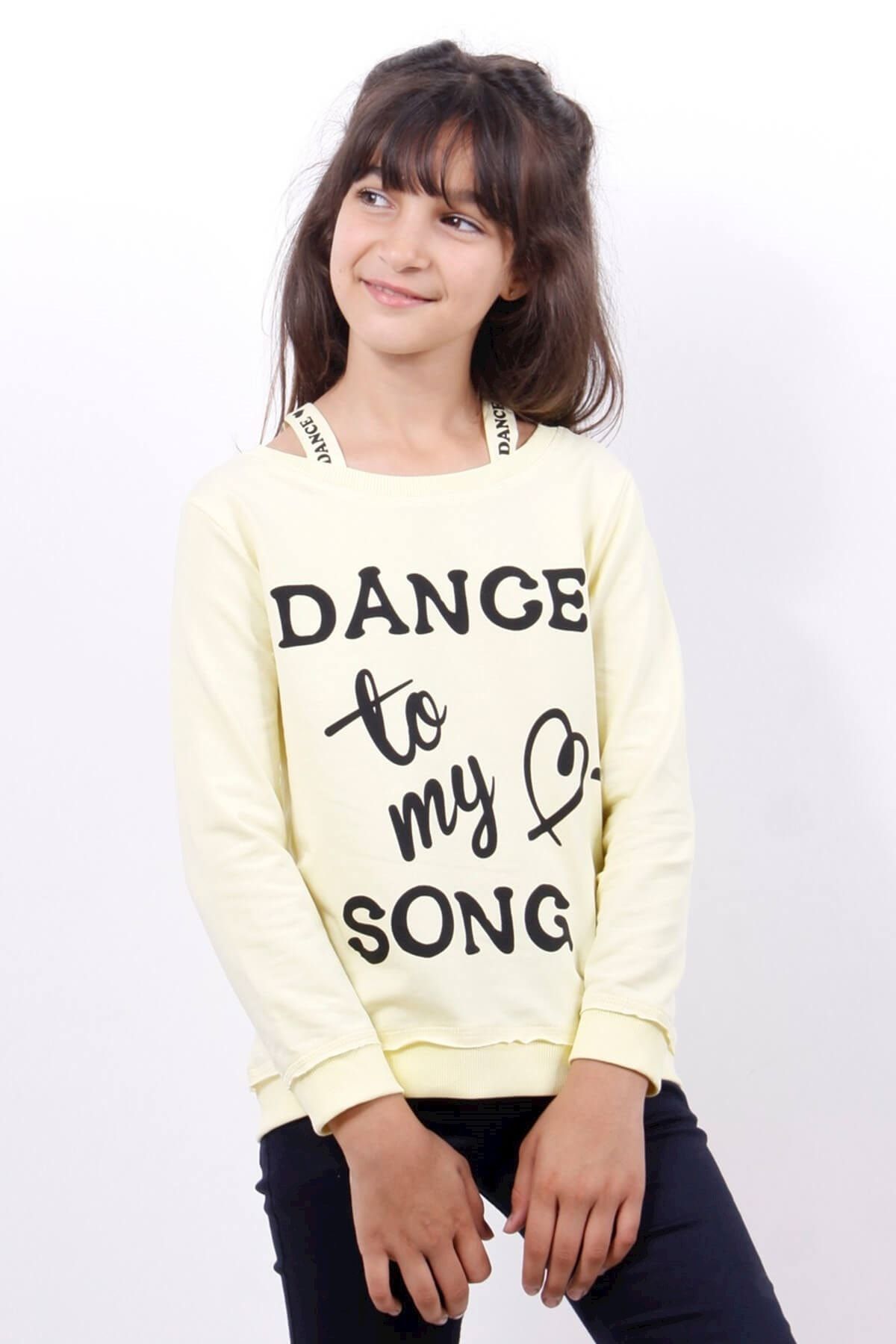 Toontoy Kız Çocuk Sarı Dange Baskılı Sweatshirt