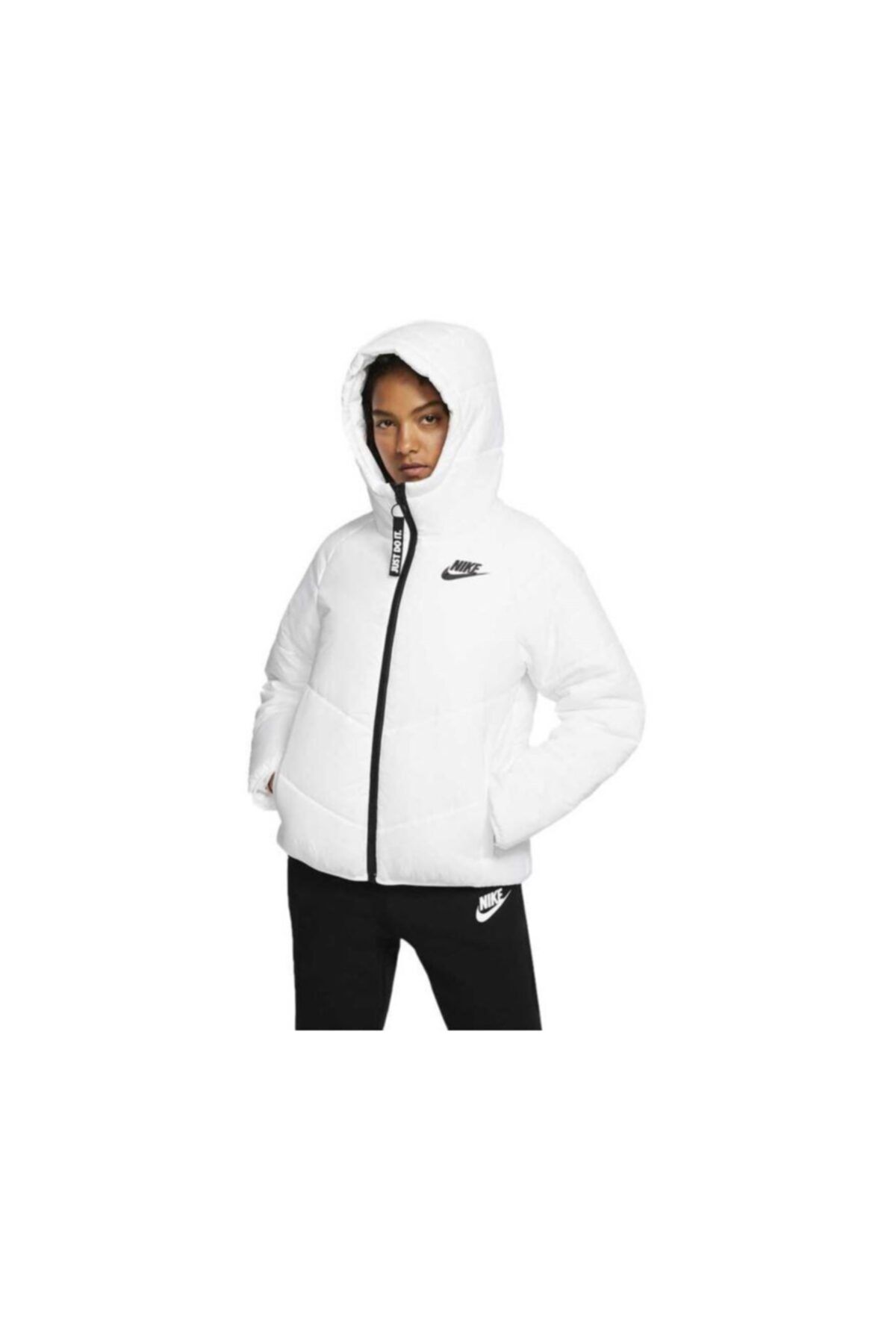 Nike Kadın  Beyaz Sportswear Windrunner Hooded Kapüşonlu Mont Cv8687-100