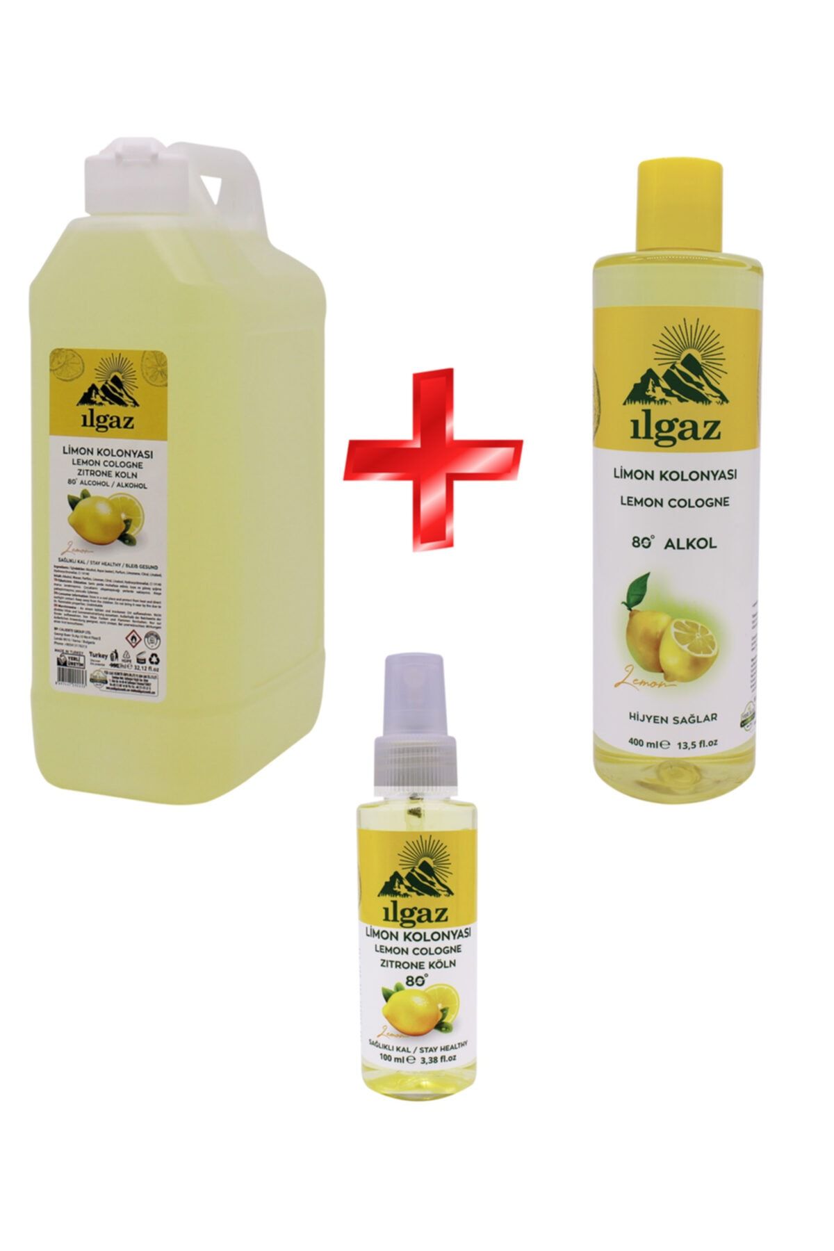ILGAZ Klasik Limon Kolonyası 3’lü Fırsat 1000 ml + 400 ml + 100 ml Doldurulabilir Çanta Boy