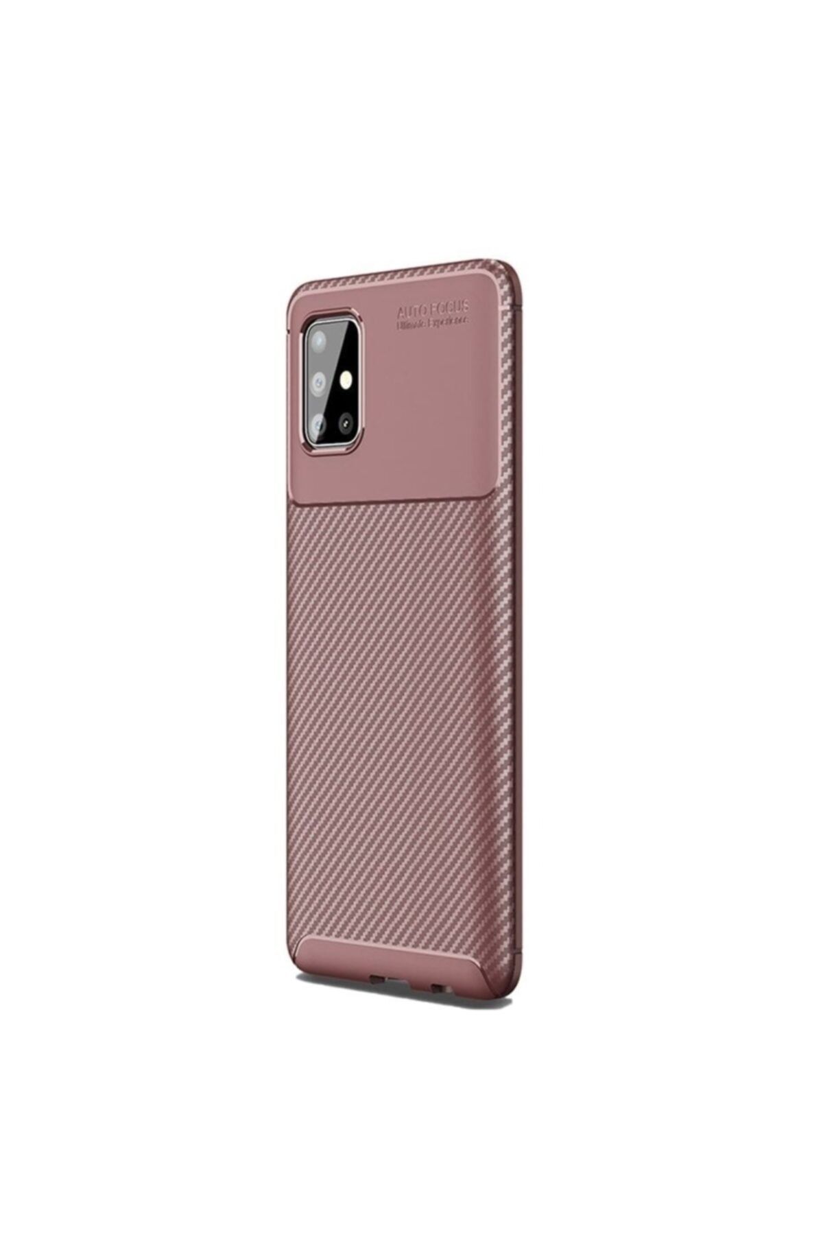 Samsung Teleplus Galaxy A31 Kılıf Negro Karbon Silikon Kahverengi + Nano Ekran Koruyucu