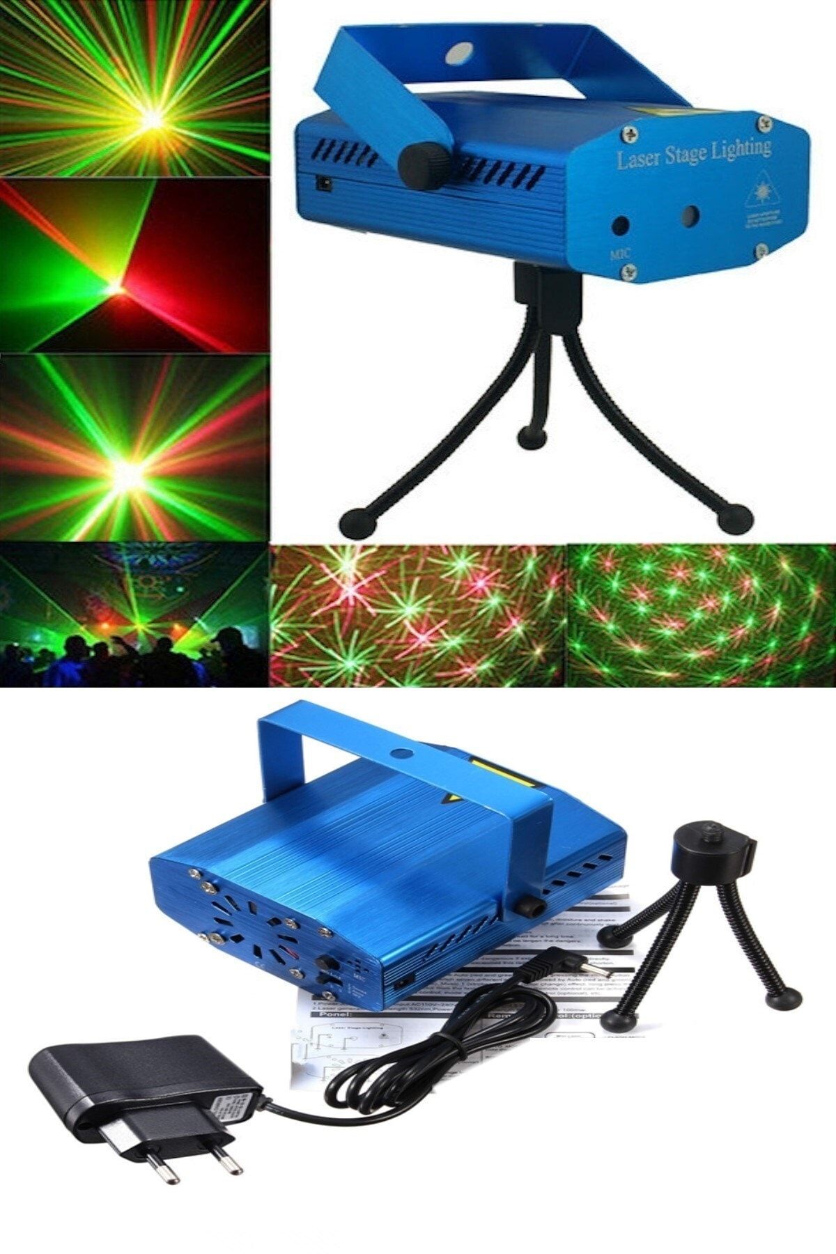 RoseRoi Mini Laser Stage Lighting Projektör Festival Projeksiyon Aydınlatma Disko Parti Sahne Işığı