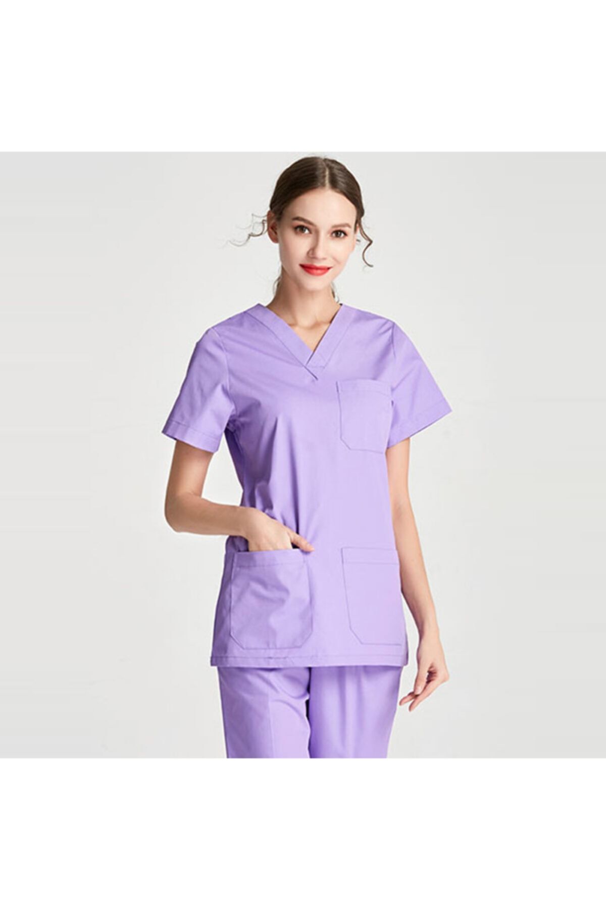 arslan iş elbiseleri Kadın Mor Hastane Doktor Hemşire Stajyer Tek Üst Forma