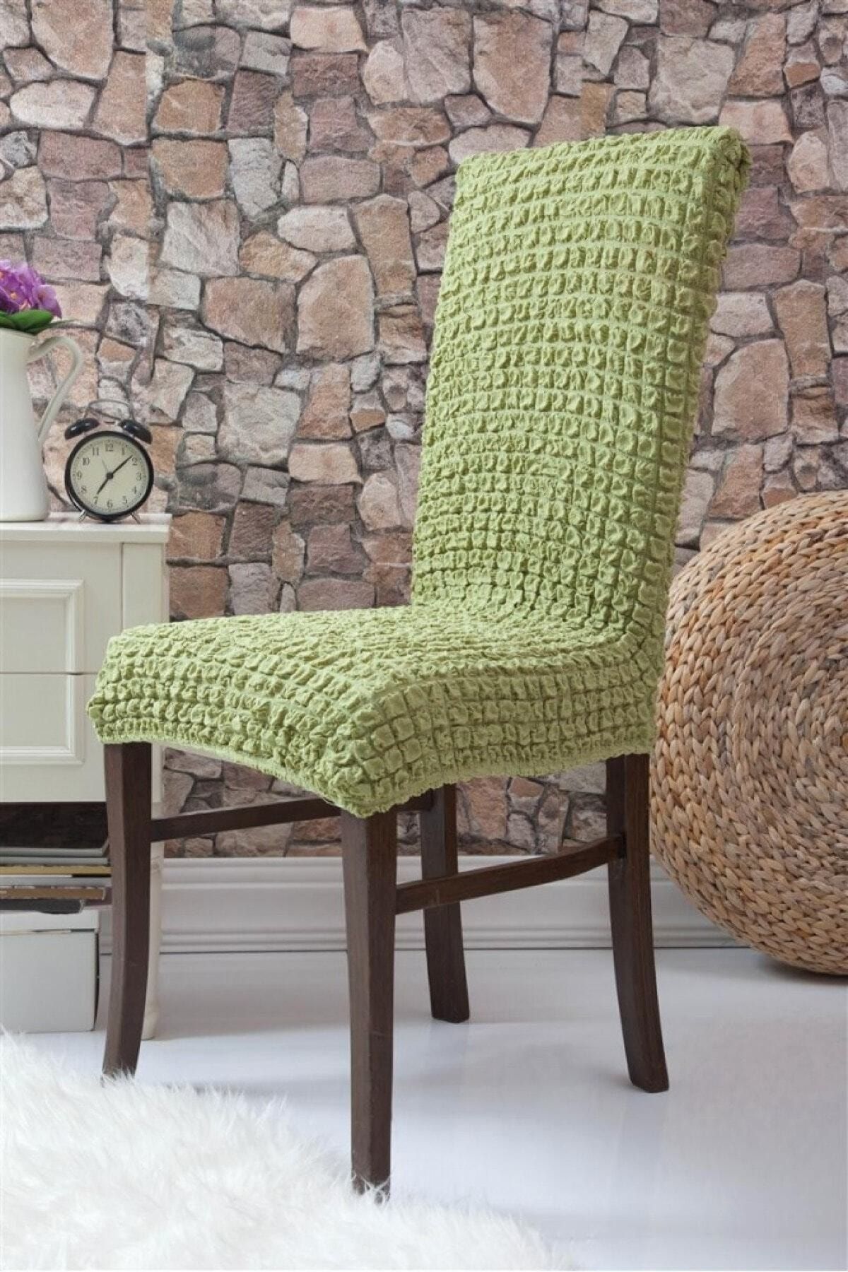 Selçuklu Tekstil Yeşil Renk Esnek Bürümcük Sandalye Örtüsü Sandalye Kilifi