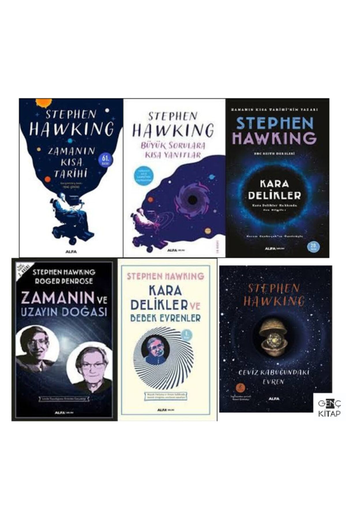 Alfa Yayınları Stephen Hawkıng 6 Kitap Set Zamanın Kısa Tarihi Büyük Sorulara Kısa Yanıtlar Ceviz Kabuğundaki Evren