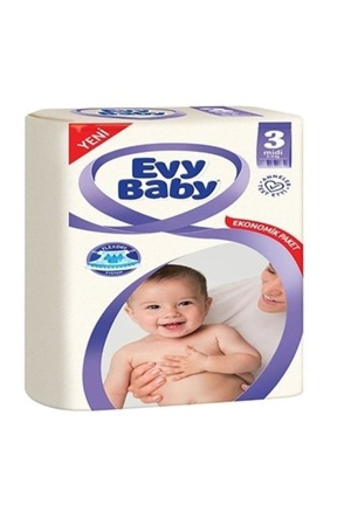 Evy Baby Bebek Bezi Ekonomik Paket 3 Beden Midi 34 Adet