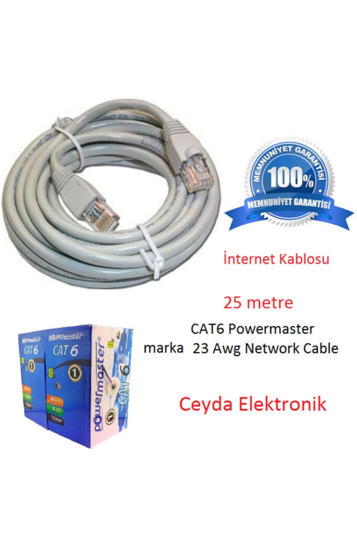 Powermaster Cat-6 Patch Kablo 25 Metre (internet Ağ Kablosu )