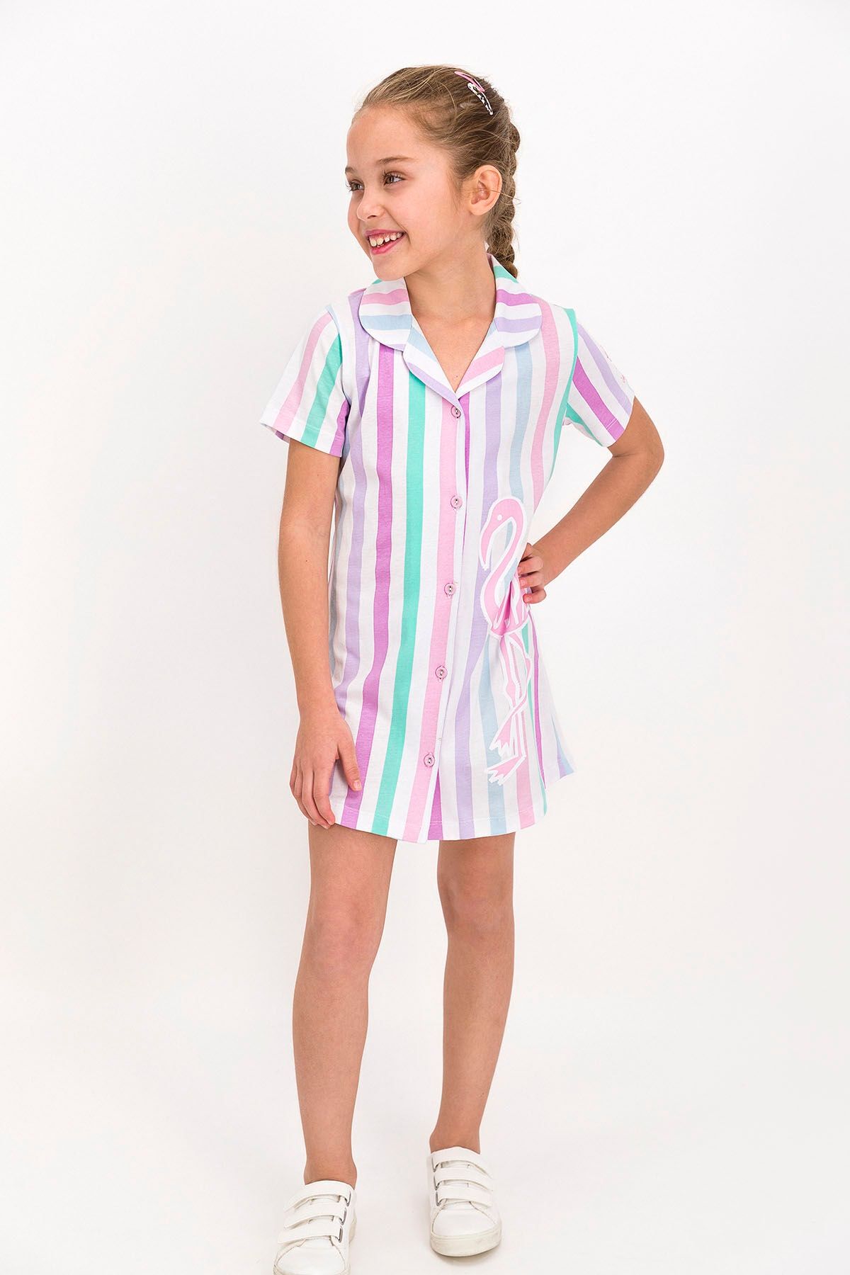 U.S. Polo Assn. U.s. Polo Assn Lisanslı Striped Beyaz Kız Çocuk Elbise