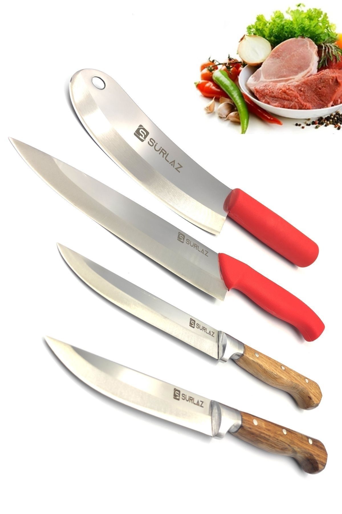 SürLaz Mutfak Bıçağı Şef Bıçak Seti 4'lü