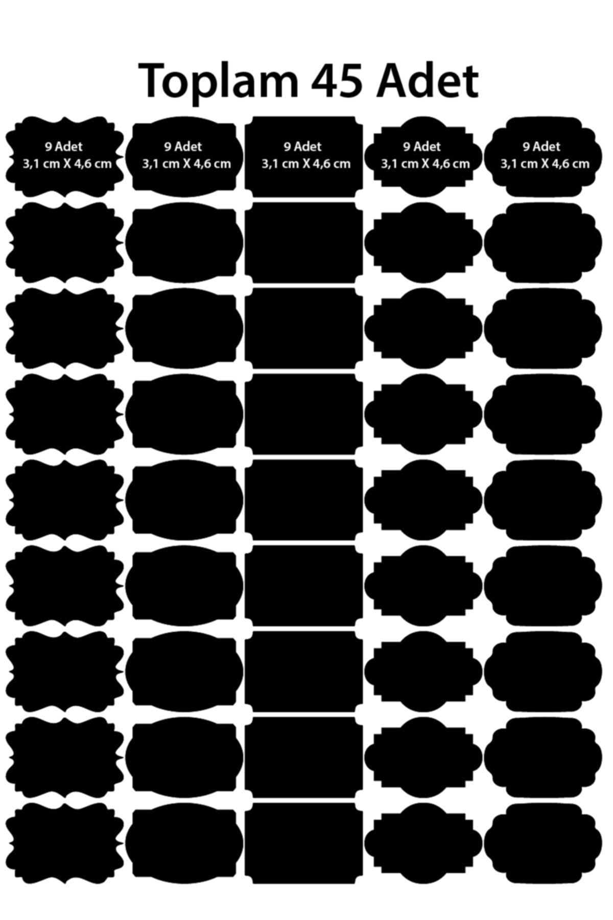 colortouch Siyah 90 Adet Yazılabilir Etiket , Kavanoz Sticker , Farklı Şekil Ve Farklı Boyutlarda