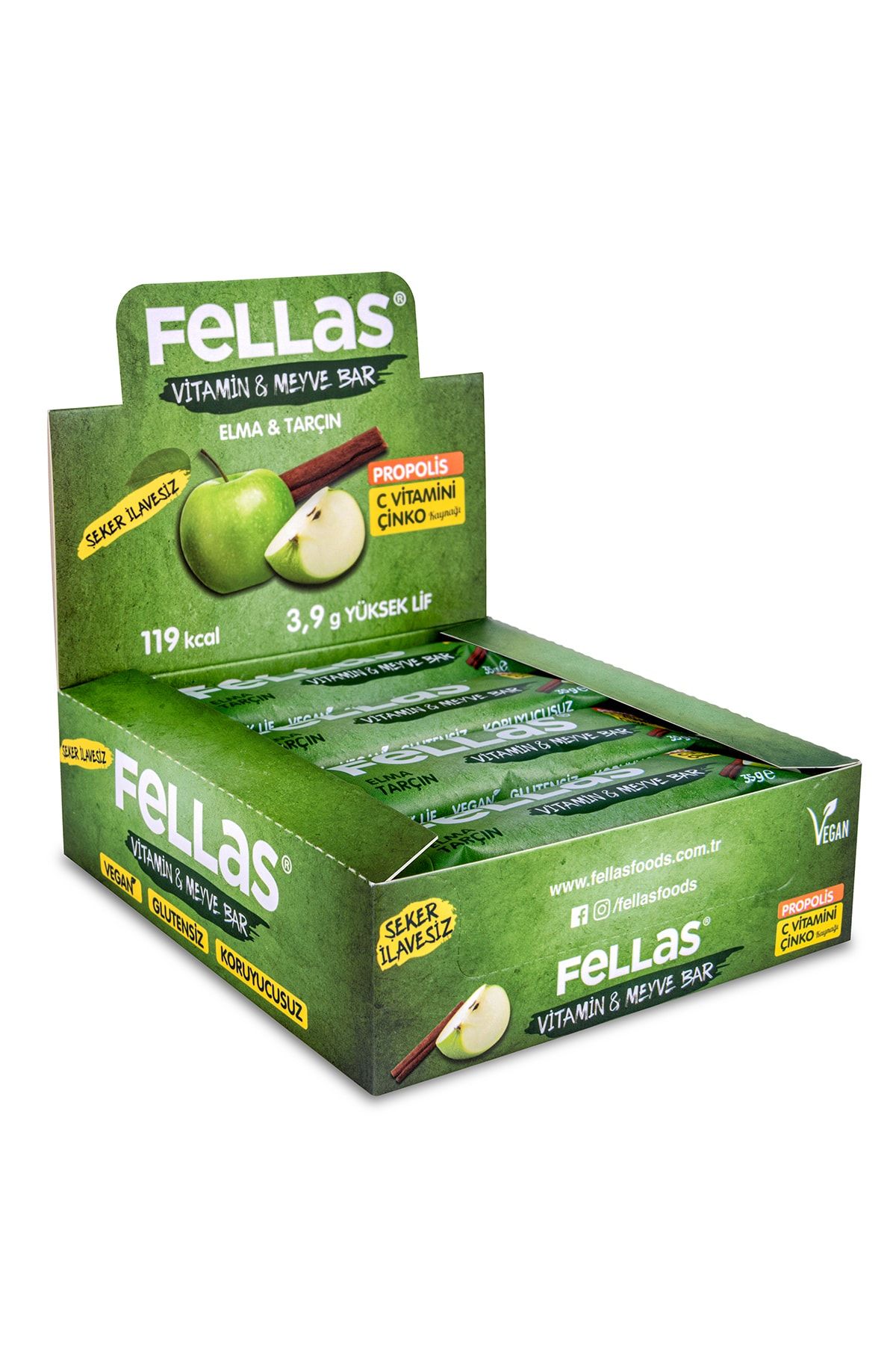 Fellas Vitamin & Meyve Bar - Elmalı Ve Tarçınlı 35 gr X 12 Adet
