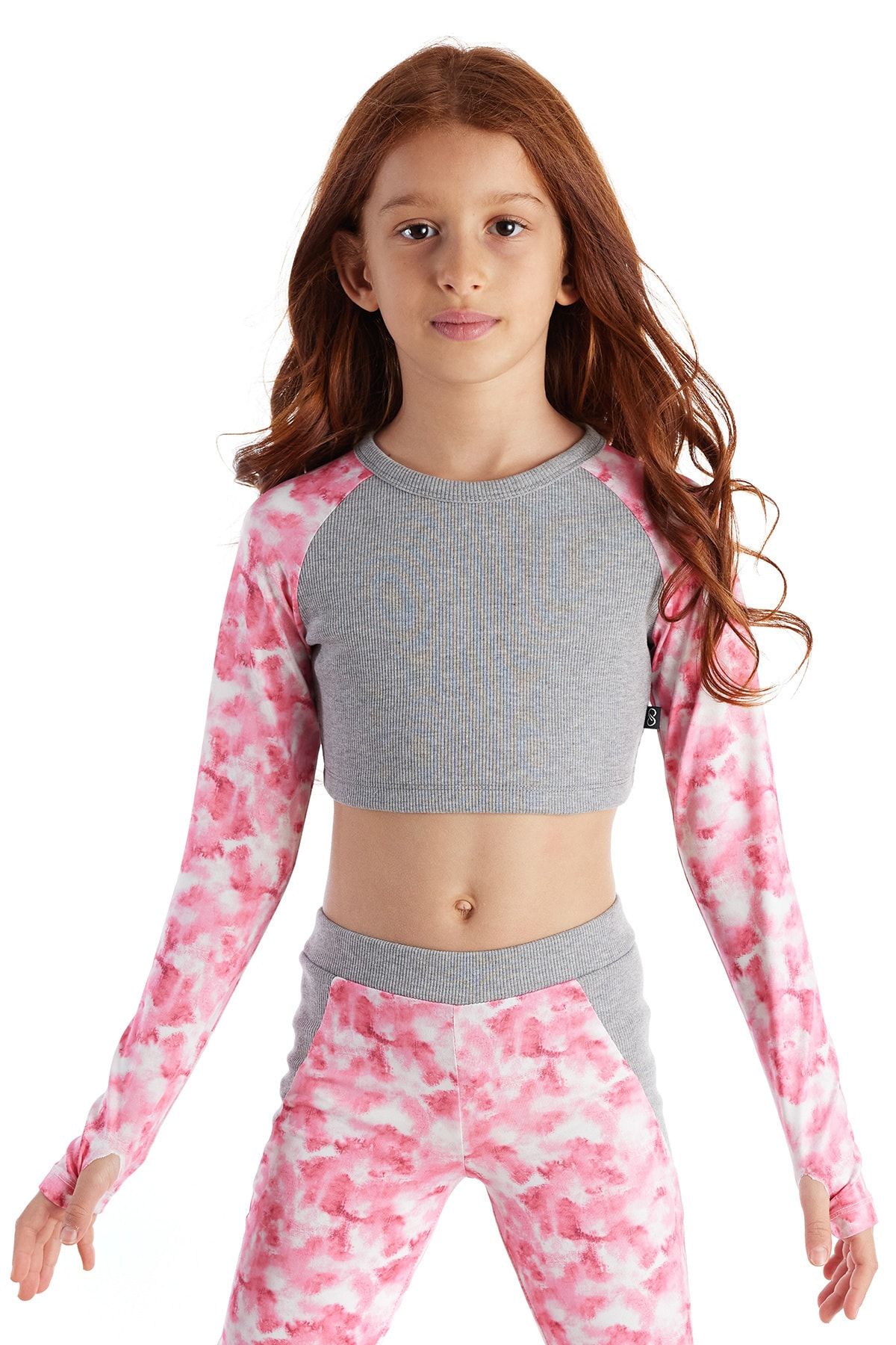 Colorinas Tori Marble Metraj Desenli Kız Çocuk Crop Sweatshirt