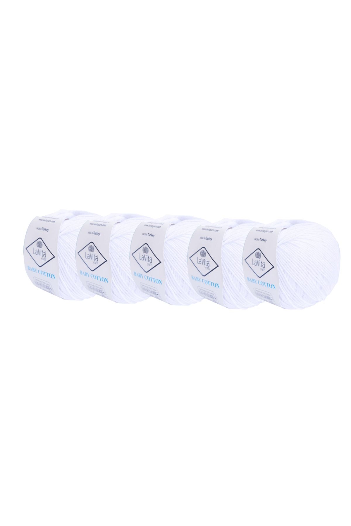 LaVita Yarn Baby Cotton 50 gr Amigurumi, Punch, El Örgü Ipligi, 5'li Paket Taka Yarn (OPTİK-1002)