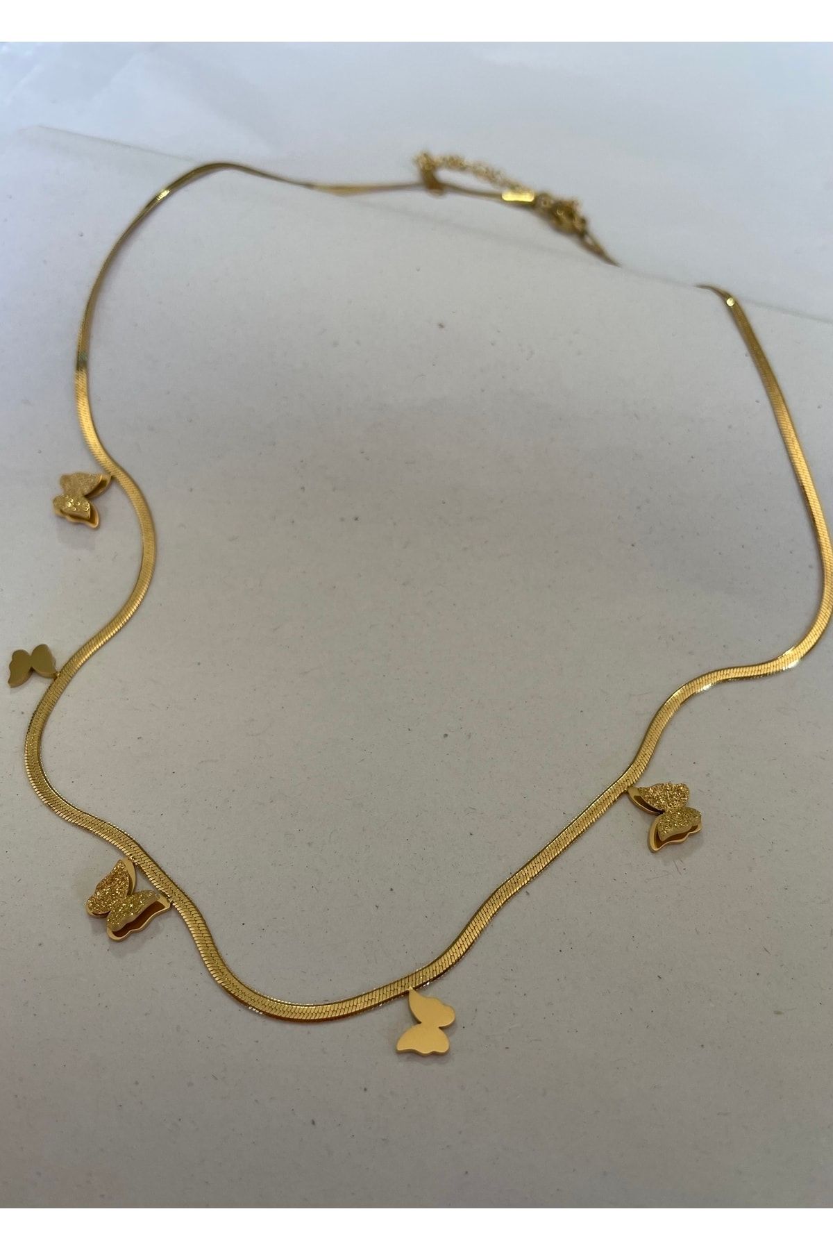 KİLİGİSTANBUL Gold Çelik Italyan Zincir, Mini Kelebek Kolye