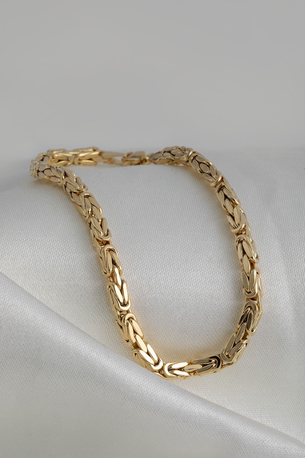 Cenova Jewelry 14 Ayar Altın Kral Zincir Erkek Bileklik