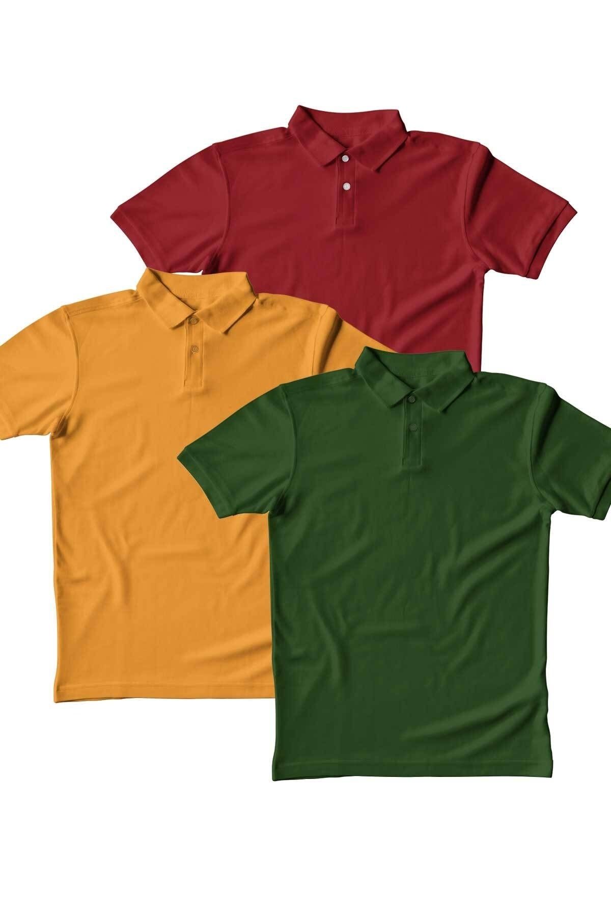 Burlu Polo Yaka T-shirt 3lü Set