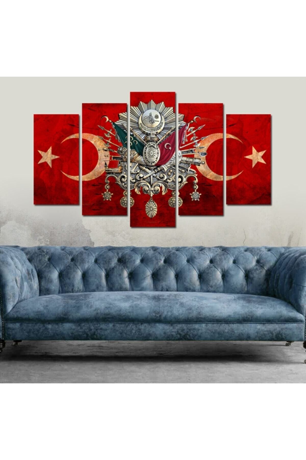 Babil Dekorasyon Türk Bayrağı Ve Osmanlı Tuğrası Duvar Tablosu