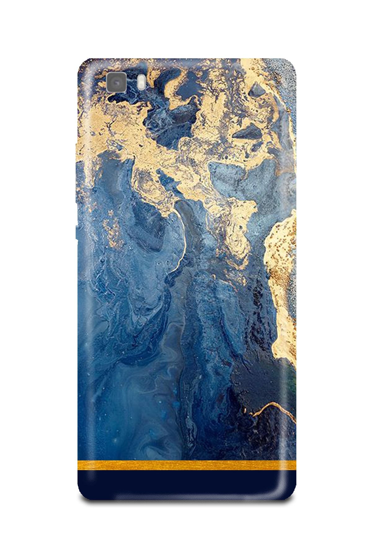 PERAX Huawei P8 Lite Gold Varaklı Mavi Baskılı Telefon Kılıfı Huwp8lite-00001030-47