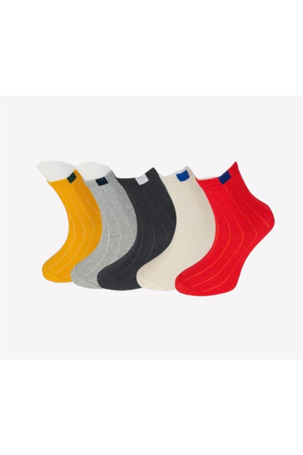 footmania 5 Çift Renkli Unisex Kolej Tenis Çorap Seti
