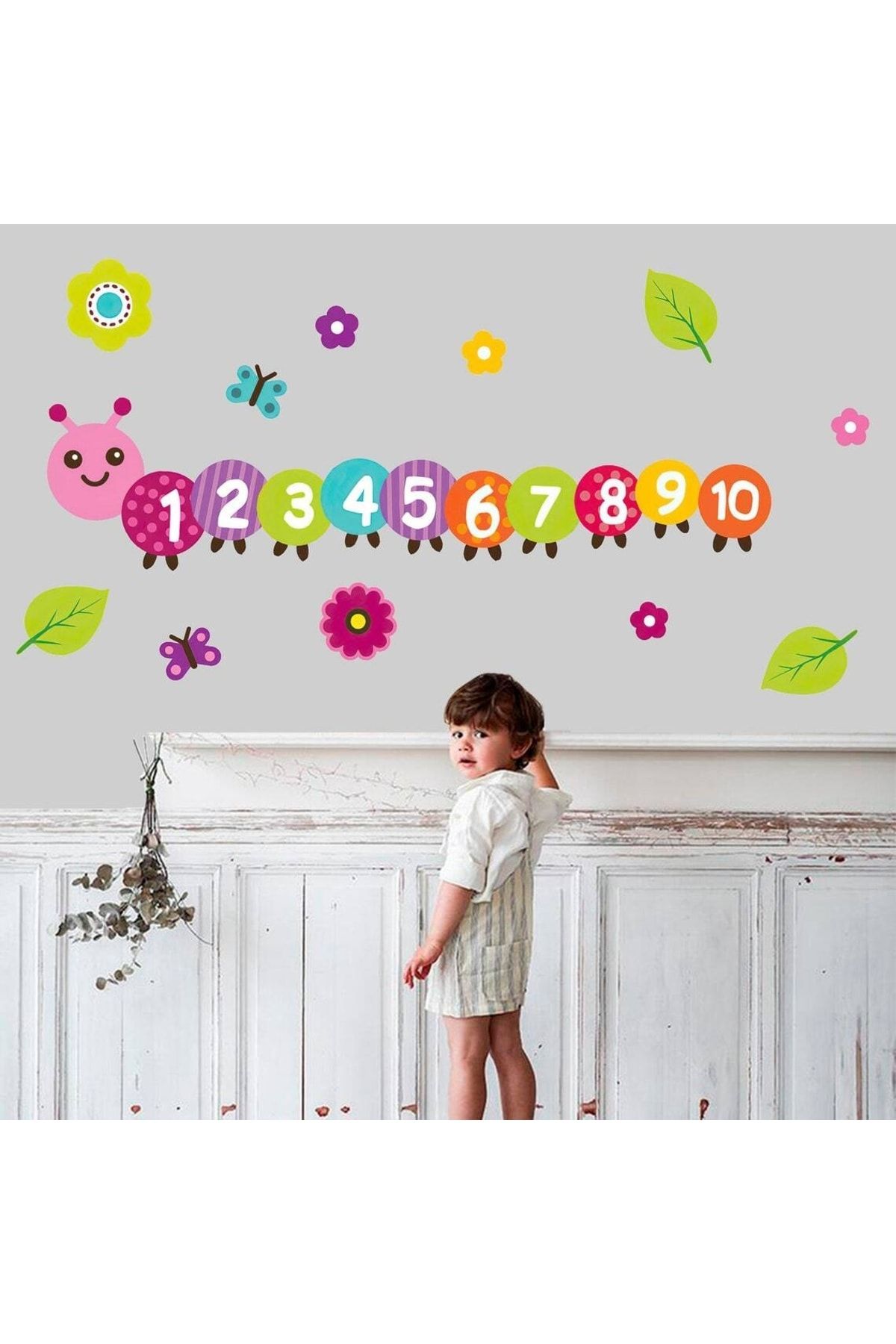 KT Decor Sevimli Tırtıl Ile Eğitici Rakamlar Serisi Çocuk Odası Duvar Sticker