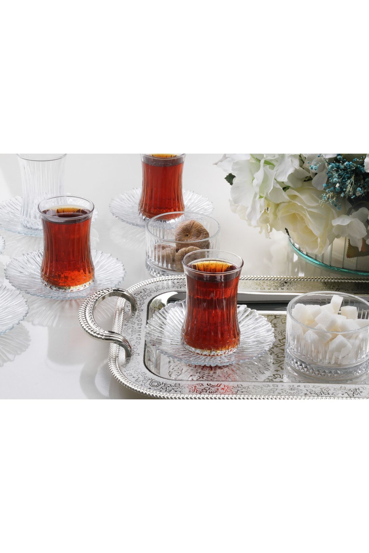 AYBABA STORE Elysia Çay Bardağı Çay Seti Ve Çerezlik Kase 18 Parça