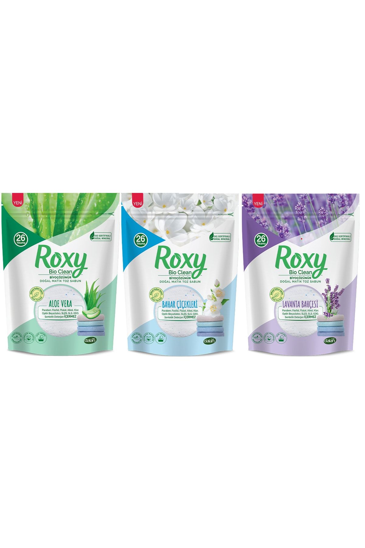 Dalan Roxy Bio Clean Karışık Set 800gr X3 - Bahar Çiçekleri & Lavanta Bahçesi & Aloe Vera