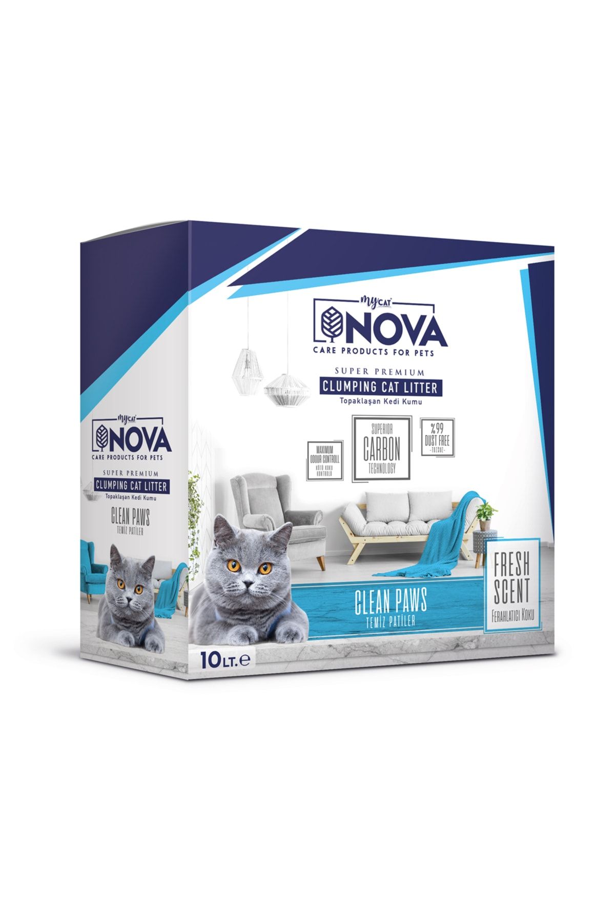 Nova Mycat Ferahlatıcı Koku ( Temiz Patiler) Premium Kedi Kumu10lt