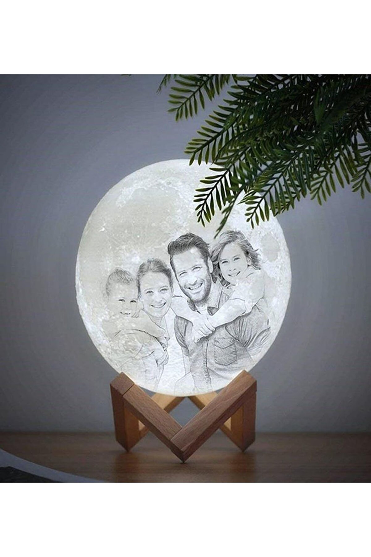 AY CONCEPT Pilli 3d Ay Lamba Fotoğraflı Ay Gece Lambası Doğum Günü Sevgili Hediyeleri (9cm)