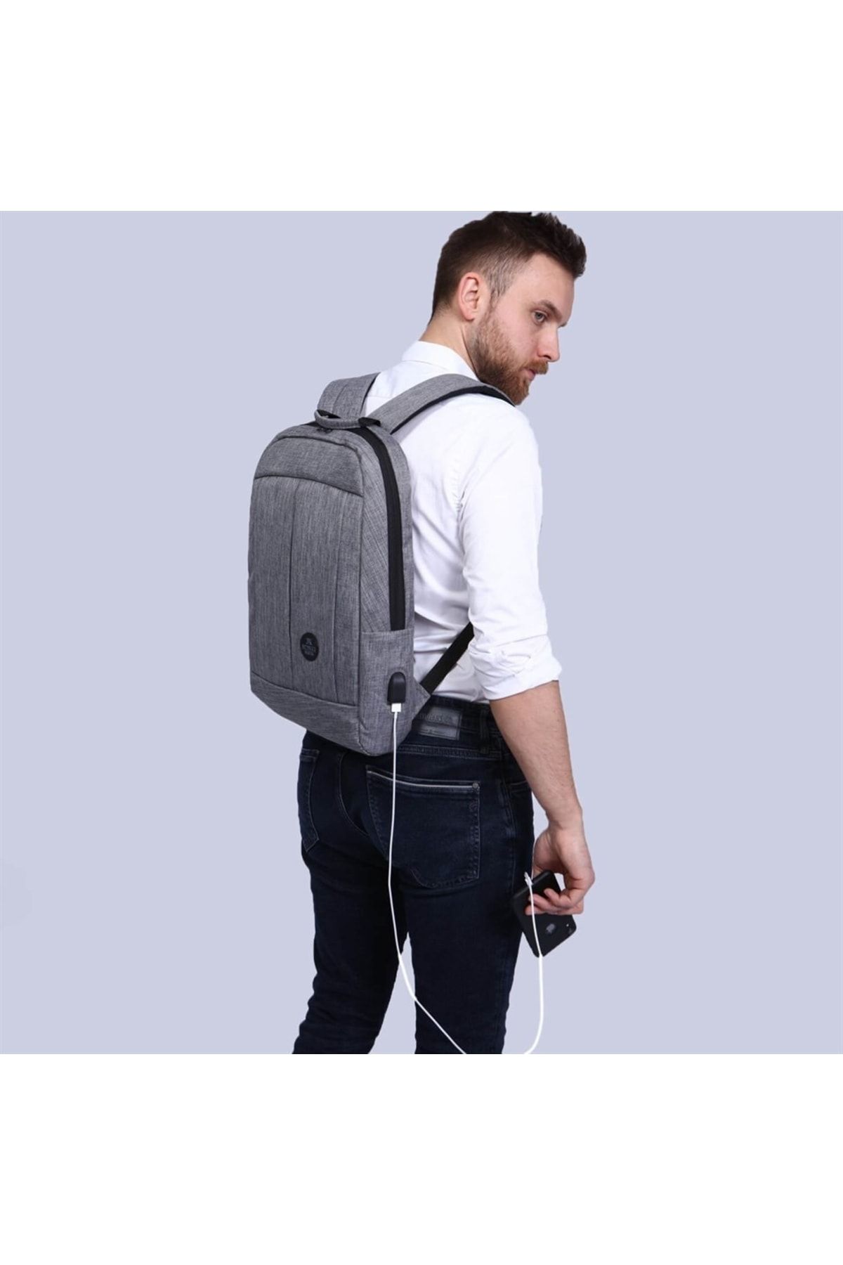 My Valice Smart Bag Galaxy Usb Şarj Girişli Notebook Laptop Sırt Çantası Gri