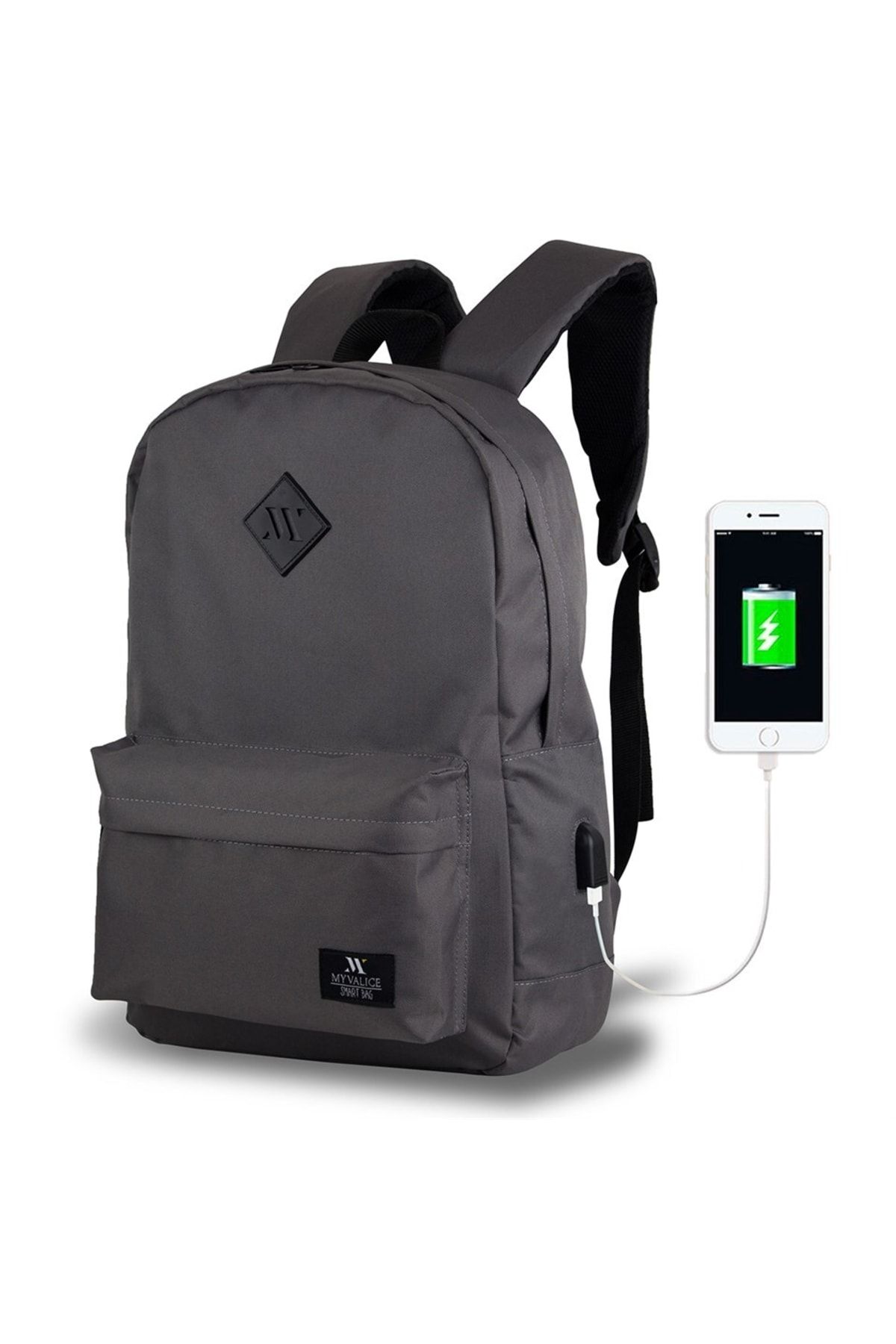 My Valice Smart Bag Specta Usb Şarj Girişli Akıllı Laptop Sırt Çantası Gri