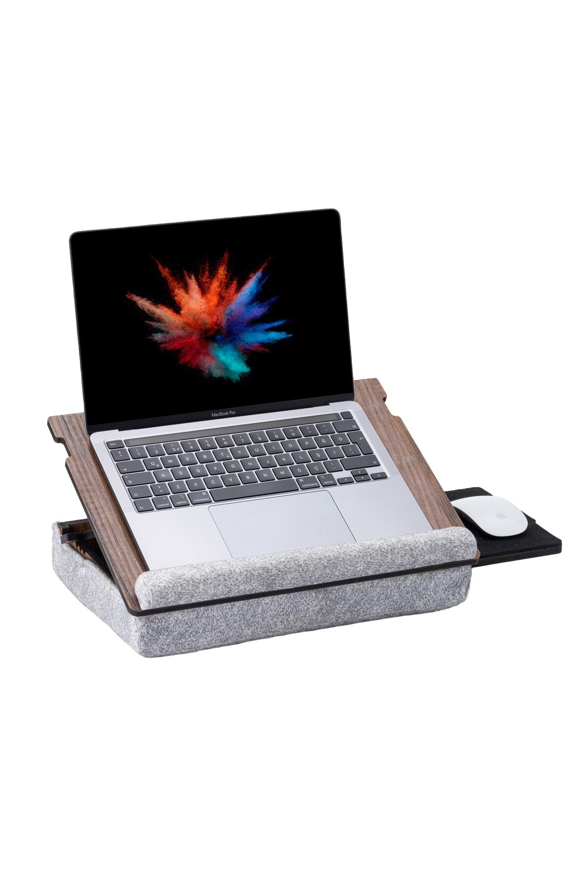 Vigo Wood - Eğim Ayarlanabilir Çekmeceli Mousepad Minderli Laptop Sehpası - Ceviz Ls051