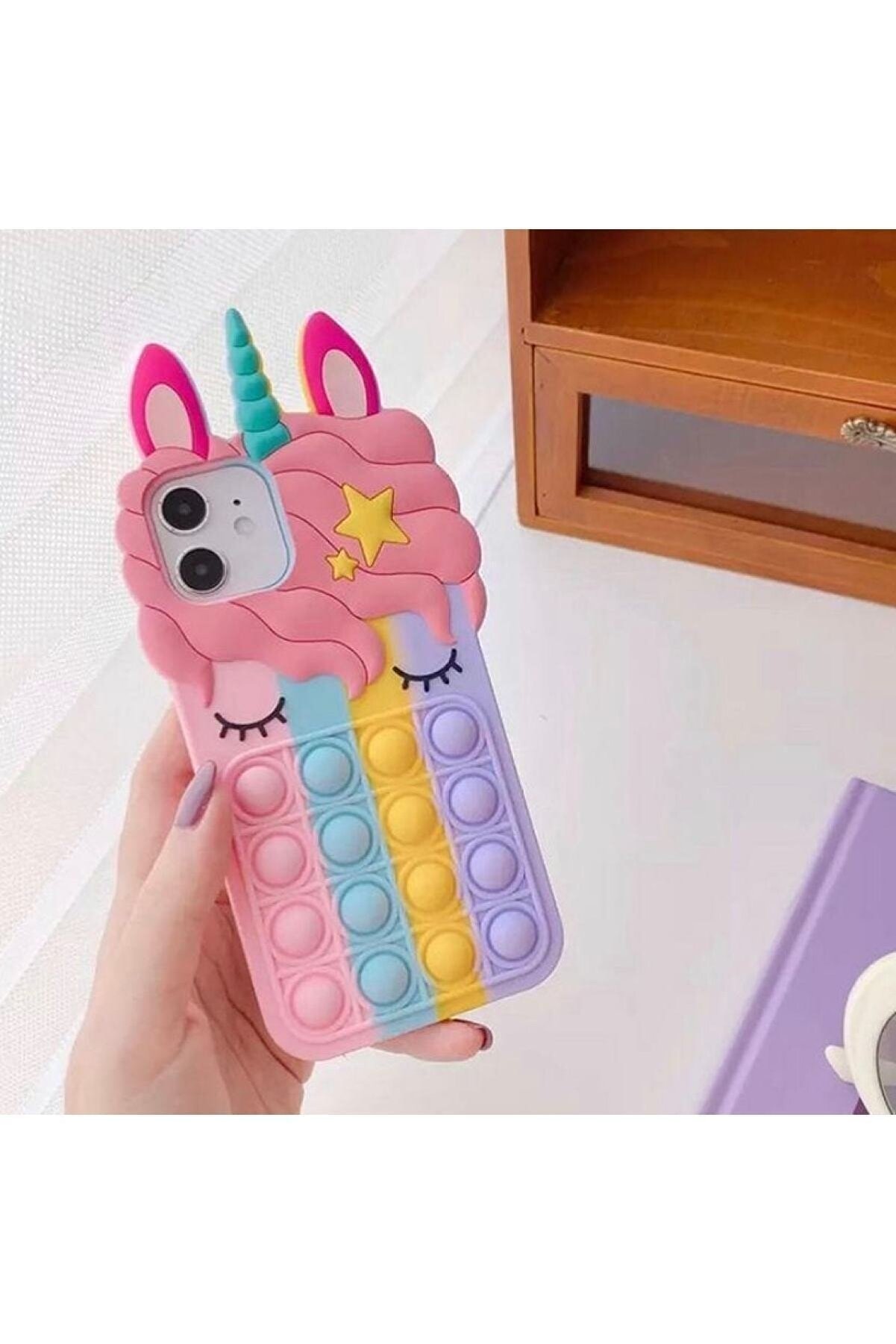 craftcase Iphone 7-8 Plus Unicorn Rainbow Bubble Pop It Stres Kılıfı