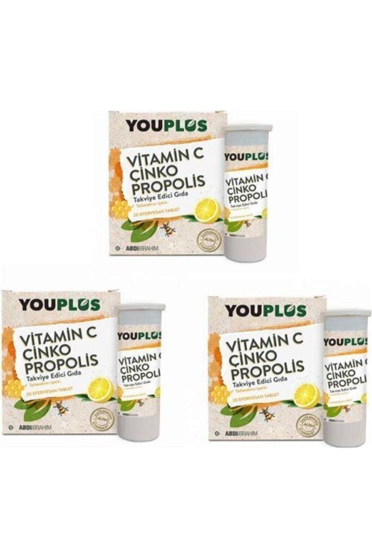 Youplus Vitamin C Çinko Propolis 20 Efervesan 3 Kutu